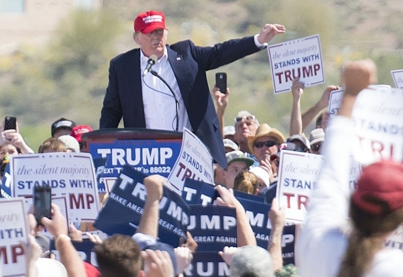 Donald Trump speaks at a rally in Arizona